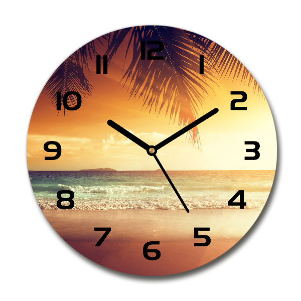 Ceas perete din sticlă rotund plaja tropicala