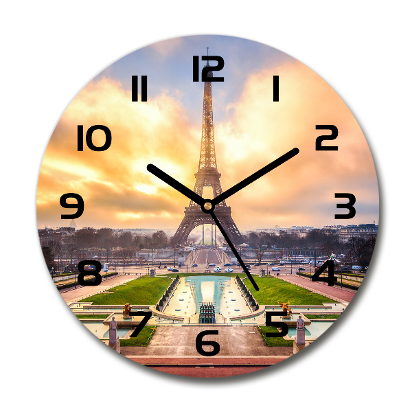 Ceas perete din sticlă rotund Turnul Eiffel din Paris