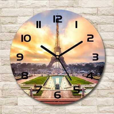 Ceas perete din sticlă rotund Turnul Eiffel din Paris