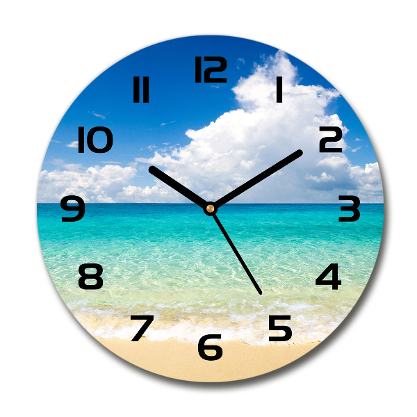 Ceas de sticlă pe perete rotund Paradise Beach