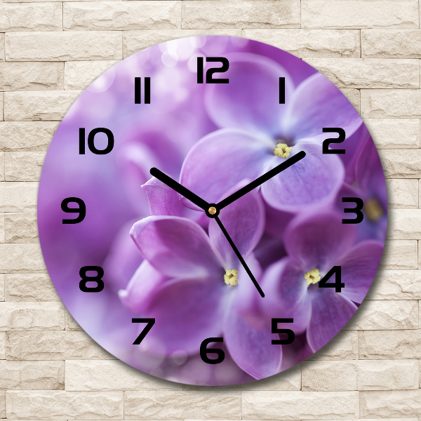Ceas de sticlă pe perete rotund flori de liliac