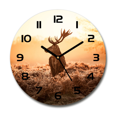 Ceas rotund de perete din sticlă Sunrise Deer