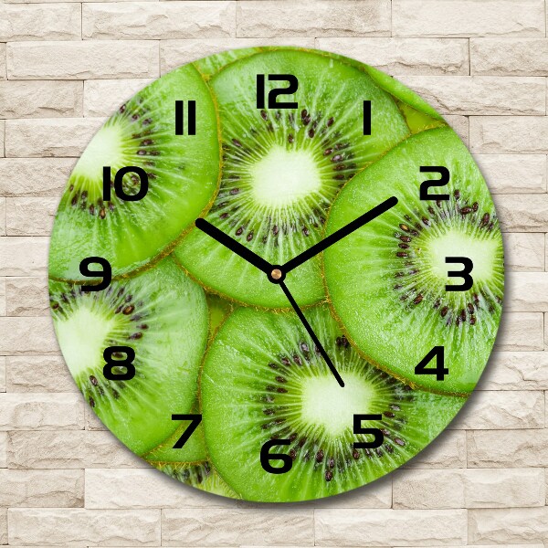 Ceas de sticlă pe perete rotund kiwi