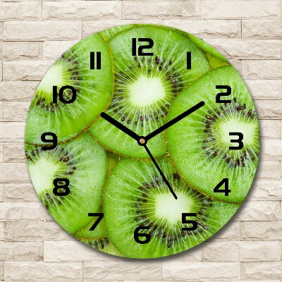 Ceas de sticlă pe perete rotund kiwi