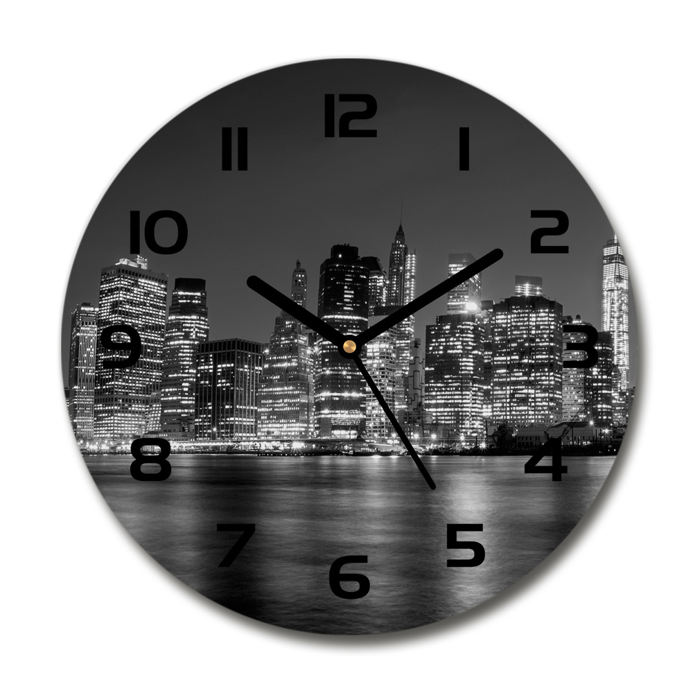 Ceas din sticlă rotund Manhattan pe timp de noapte