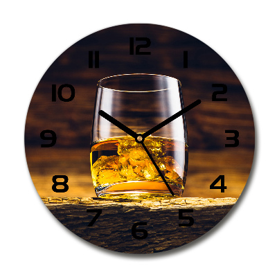 Ceas perete din sticlă rotund Bourbon într-un pahar