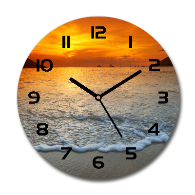 Ceas din sticlă rotund Apus de soare pe mare