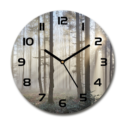 Ceas rotund de perete din sticlă Ceață în pădure