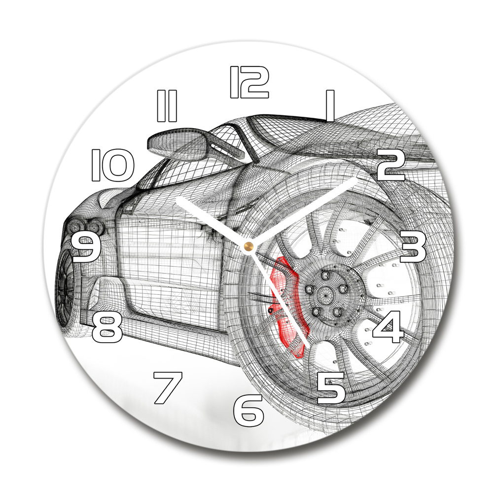 Ceas de sticlă pe perete rotund masina Grid