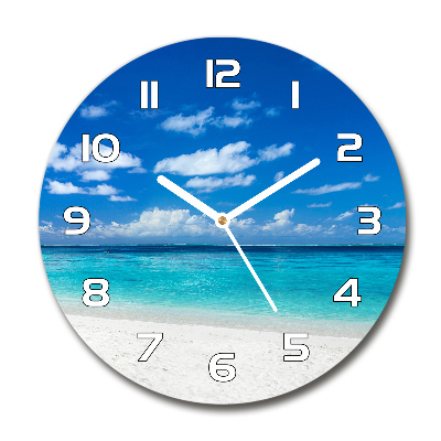 Ceas de sticlă pe perete rotund plaja tropicala