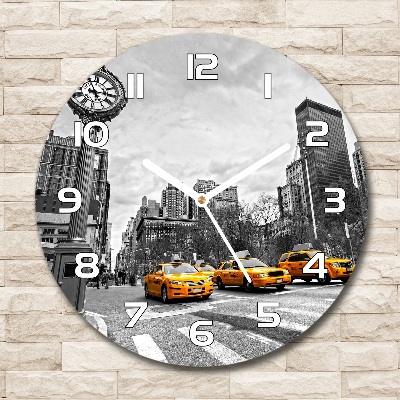 Ceas rotund de perete din sticlă New York taxiuri