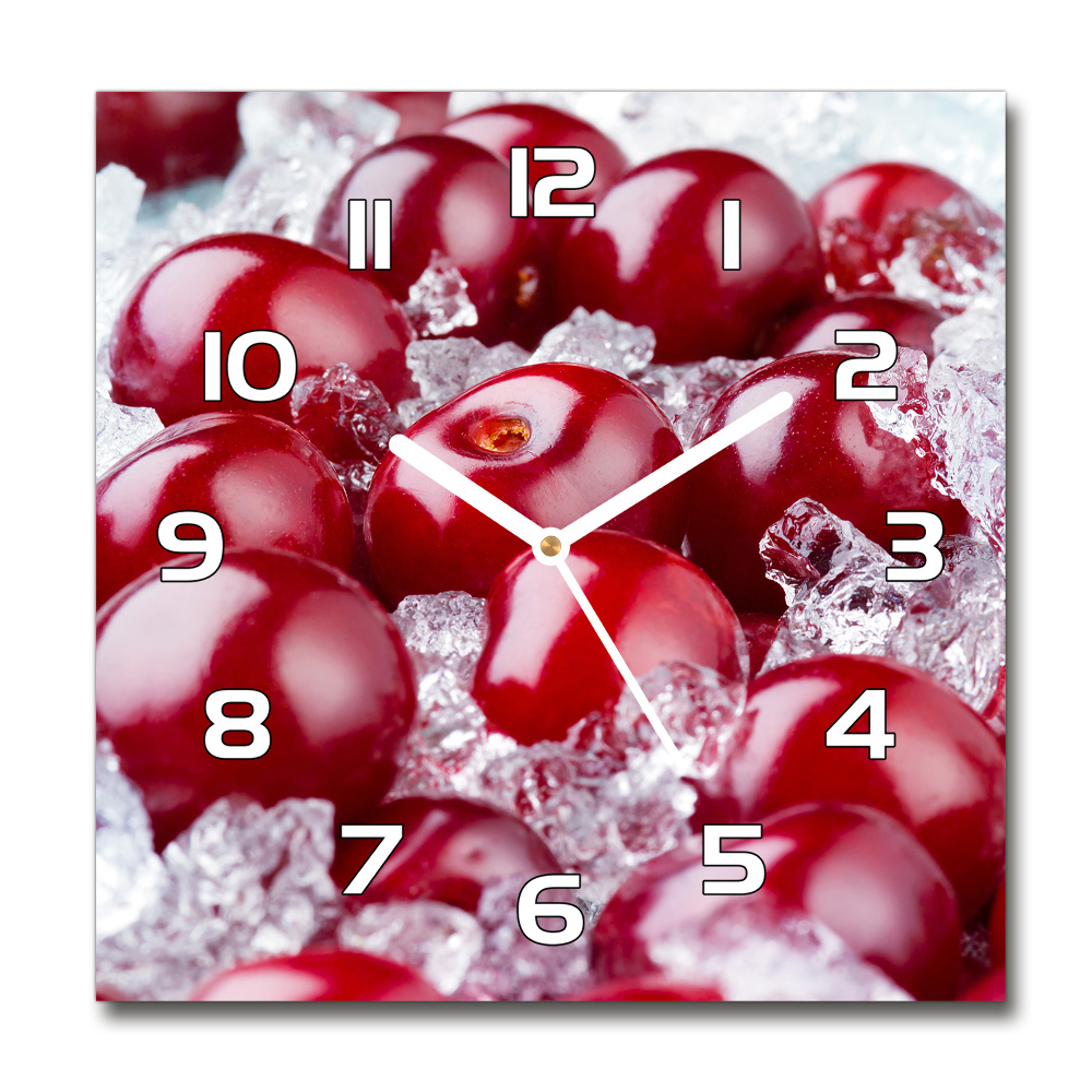Ceas de sticlă pe perete rotund cireșe cu gheață