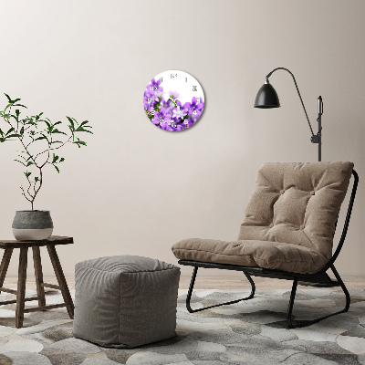 Ceas rotund de perete din sticlă clopote violet