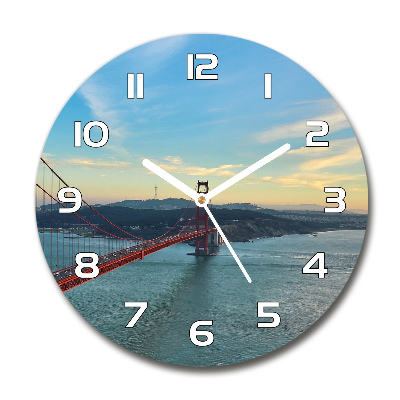 Ceas de sticlă pe perete rotund Podul din San Francisco