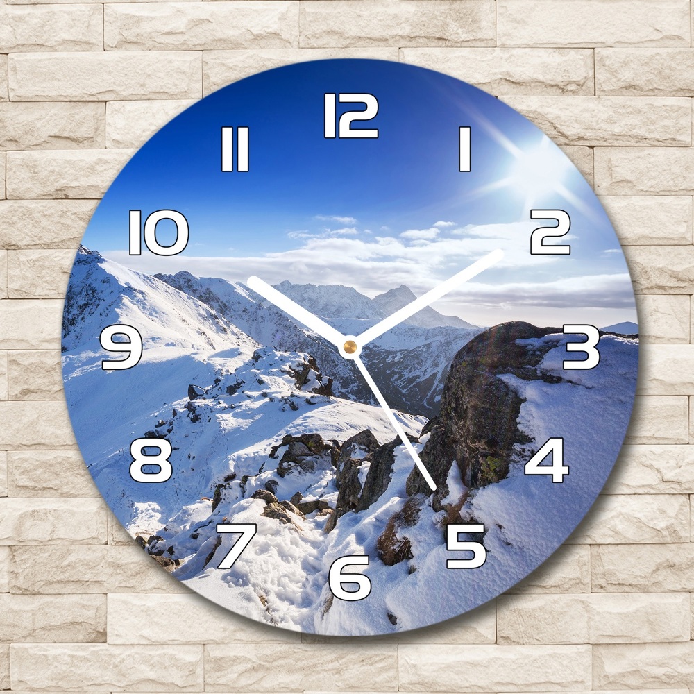 Ceas perete din sticlă rotund Summit-ul Tatra