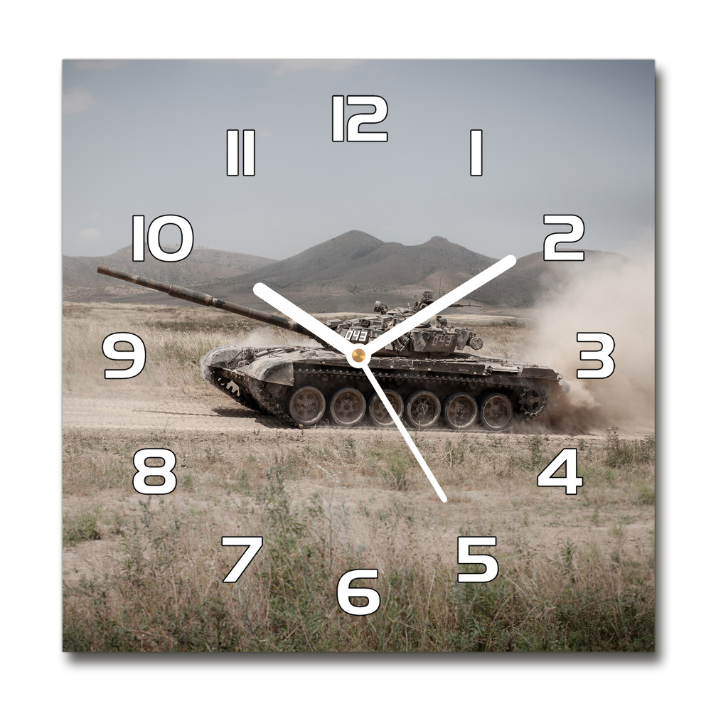 Ceas perete din sticlă rotund Tank în deșert