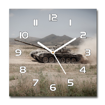 Ceas perete din sticlă rotund Tank în deșert