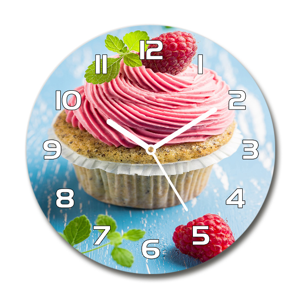 Ceas din sticlă rotund cupcake zmeură
