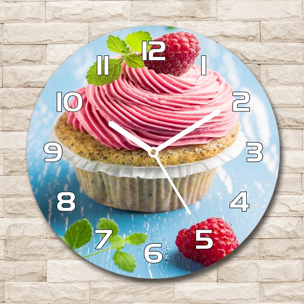 Ceas din sticlă rotund cupcake zmeură