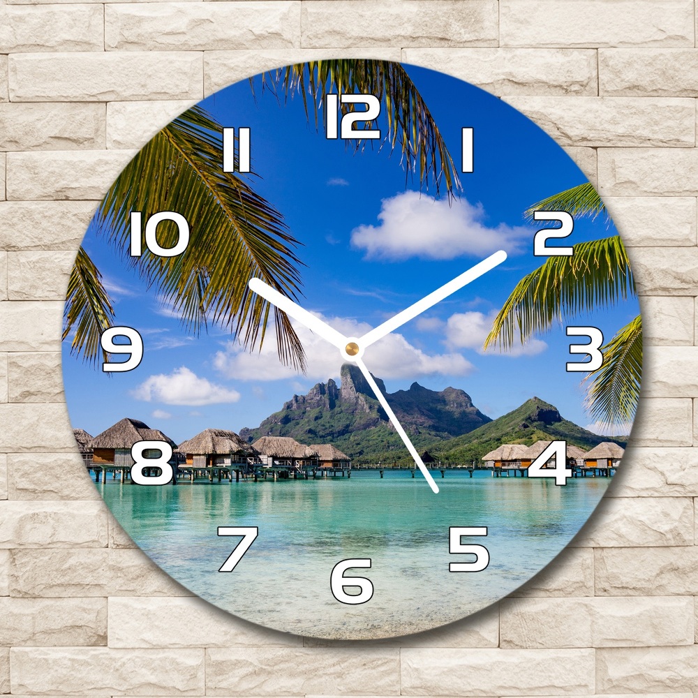 Ceas din sticlă rotund Palmieri pe Bora Bora