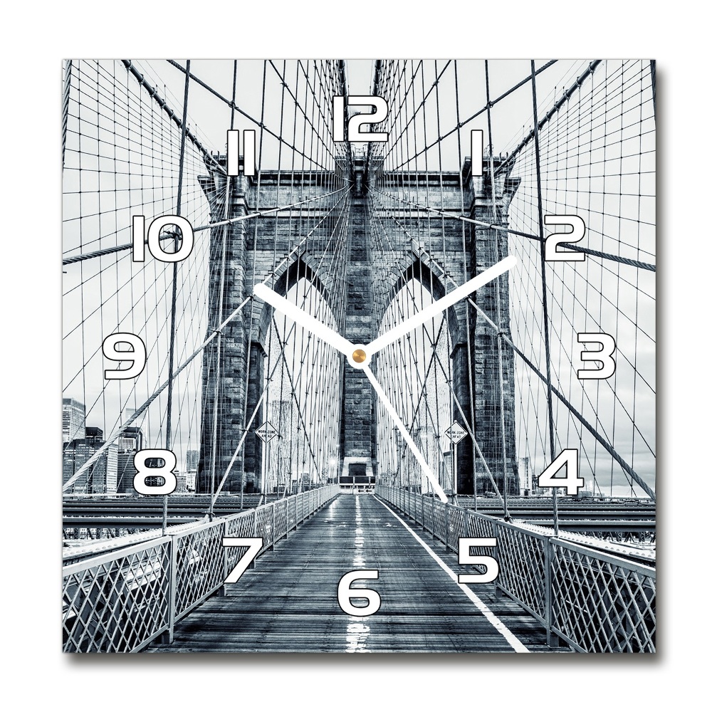 Ceas rotund de perete din sticlă Podul Brooklyn