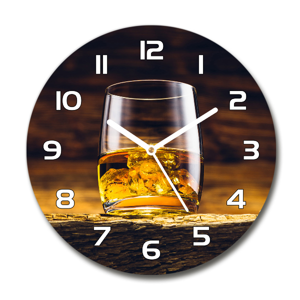 Ceas perete din sticlă rotund Bourbon într-un pahar