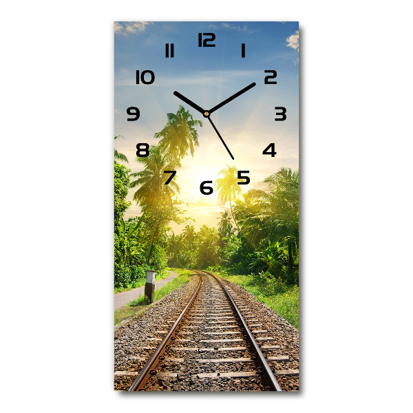 Ceas perete din sticlă dreptunghiular Șine de tren