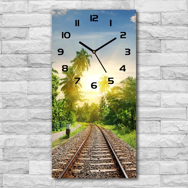 Ceas perete din sticlă dreptunghiular Șine de tren