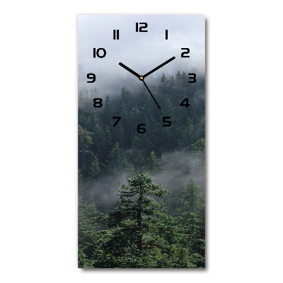 Ceas vertical de perete din sticlă Ceață peste pădure