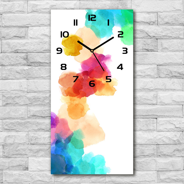 Ceas vertical de perete din sticlă pete colorate
