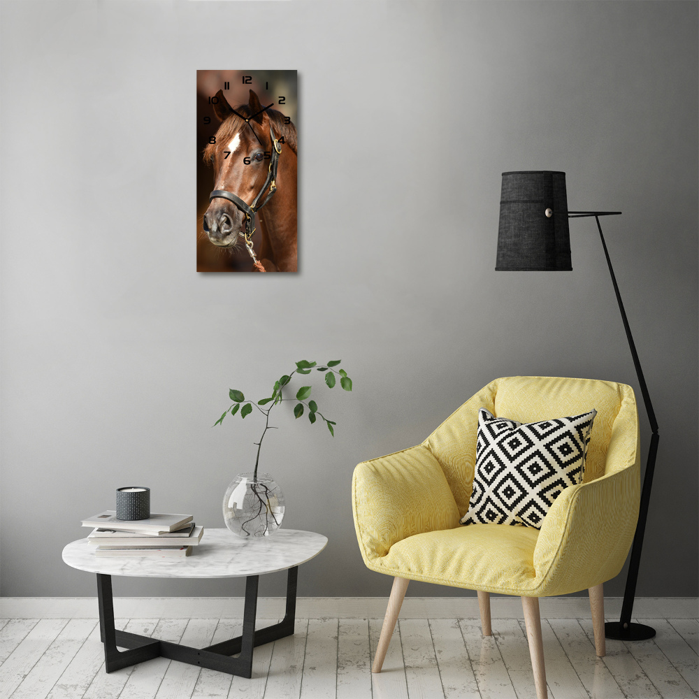 Ceas perete din sticlă dreptunghiular Portret de un cal