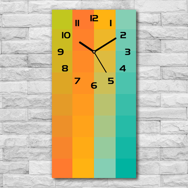 Ceas de sticlă pe perete vertical pătrate colorate