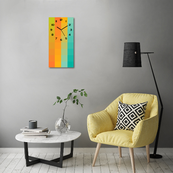 Ceas de sticlă pe perete vertical pătrate colorate
