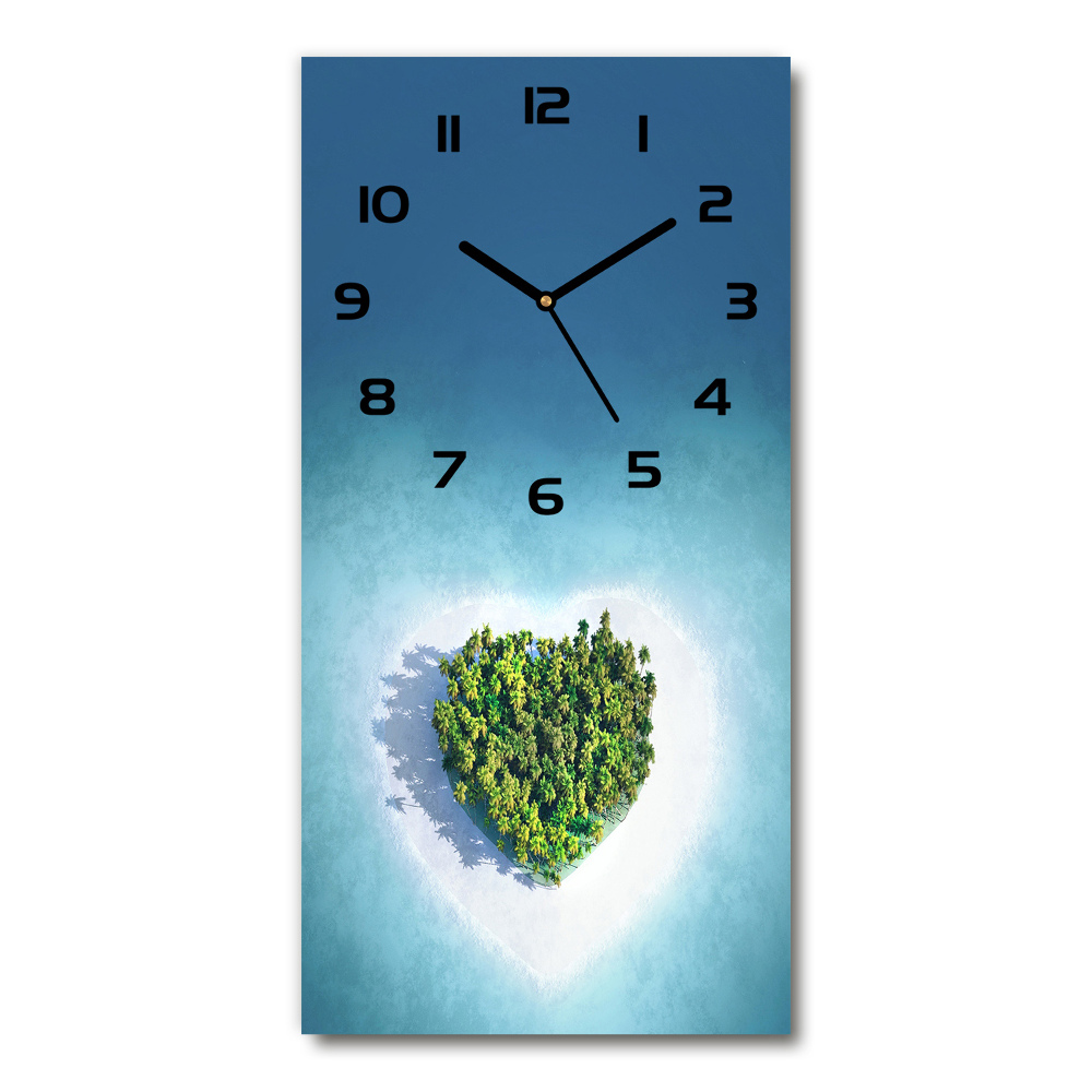 Ceas vertical de perete din sticlă Plaja forma de inima