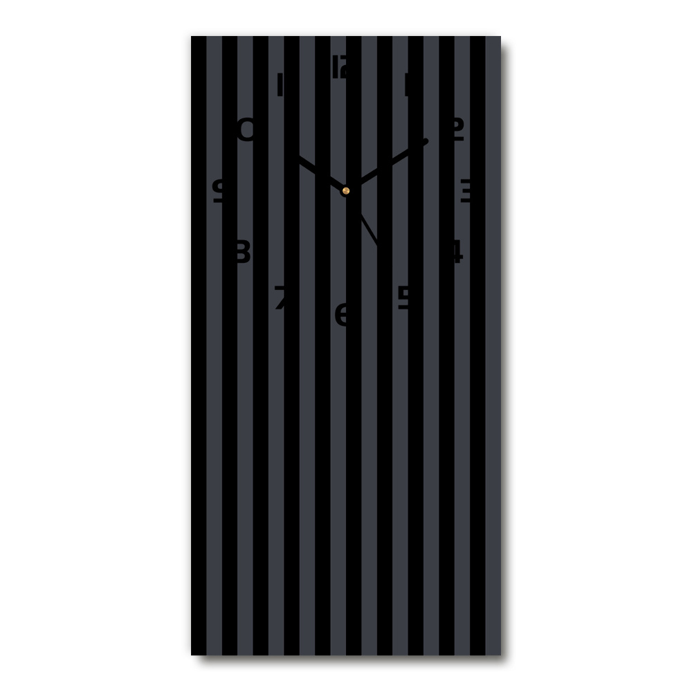 Ceas vertical de perete din sticlă dungi negre și gri