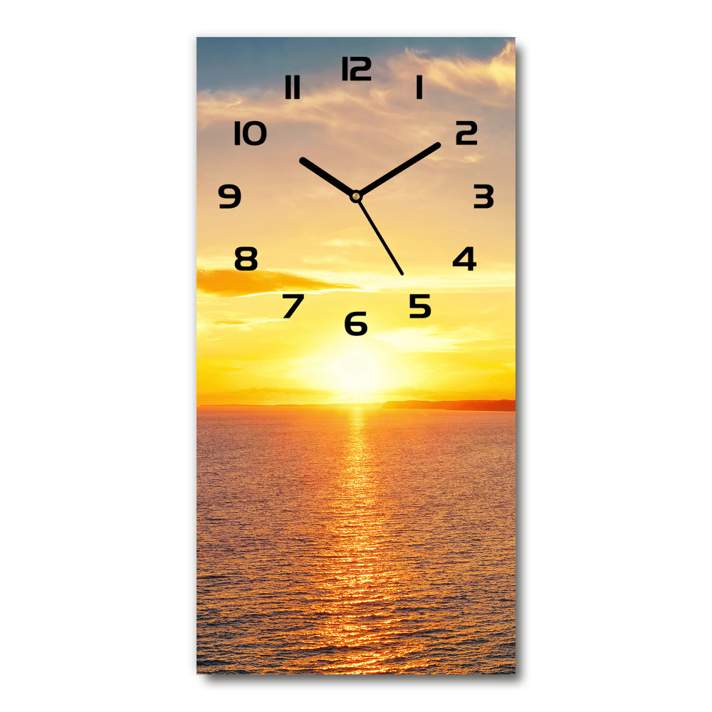 Ceas vertical de perete din sticlă Apus de soare pe mare