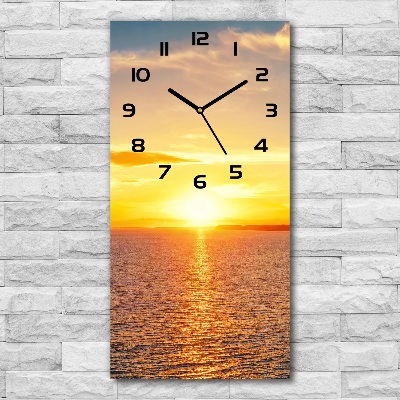 Ceas vertical de perete din sticlă Apus de soare pe mare