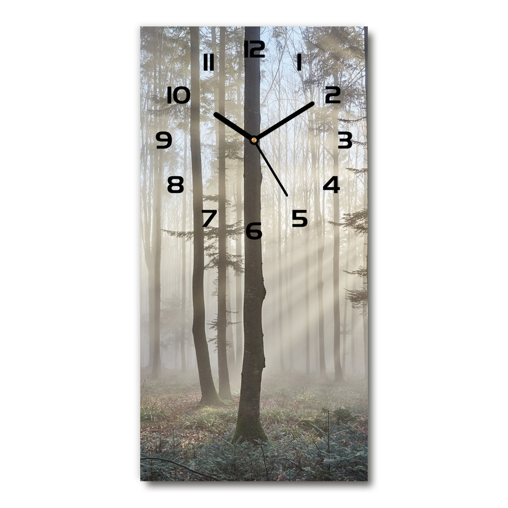 Ceas vertical de perete din sticlă Ceață în pădure