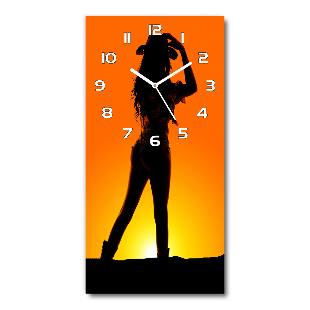 Ceas vertical de perete din sticlă Figura cowgirls