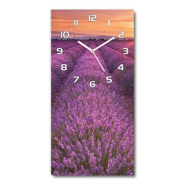 Ceas din sticlă dreptunghiular vertical câmp de lavandă