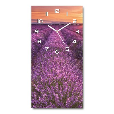 Ceas din sticlă dreptunghiular vertical câmp de lavandă