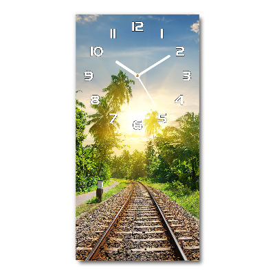 Ceas perete din sticlă dreptunghiular Șine de tren