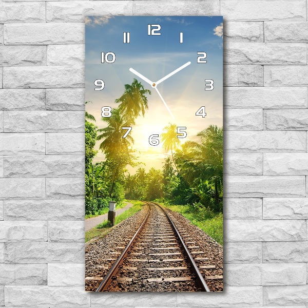 Ceas perete din sticlă dreptunghiular Șine de tren