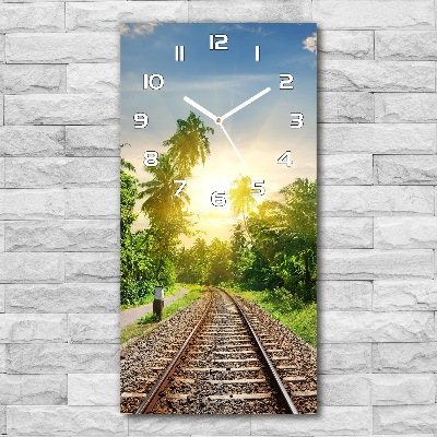 Ceas perete din sticlă dreptunghiular Șine de tren