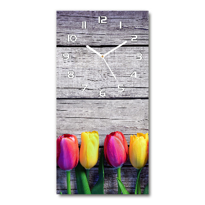 Ceas vertical de perete din sticlă lalele colorate