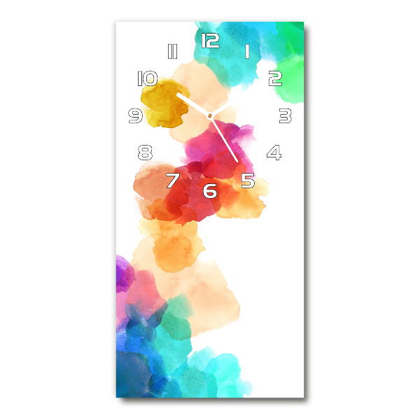 Ceas vertical de perete din sticlă pete colorate