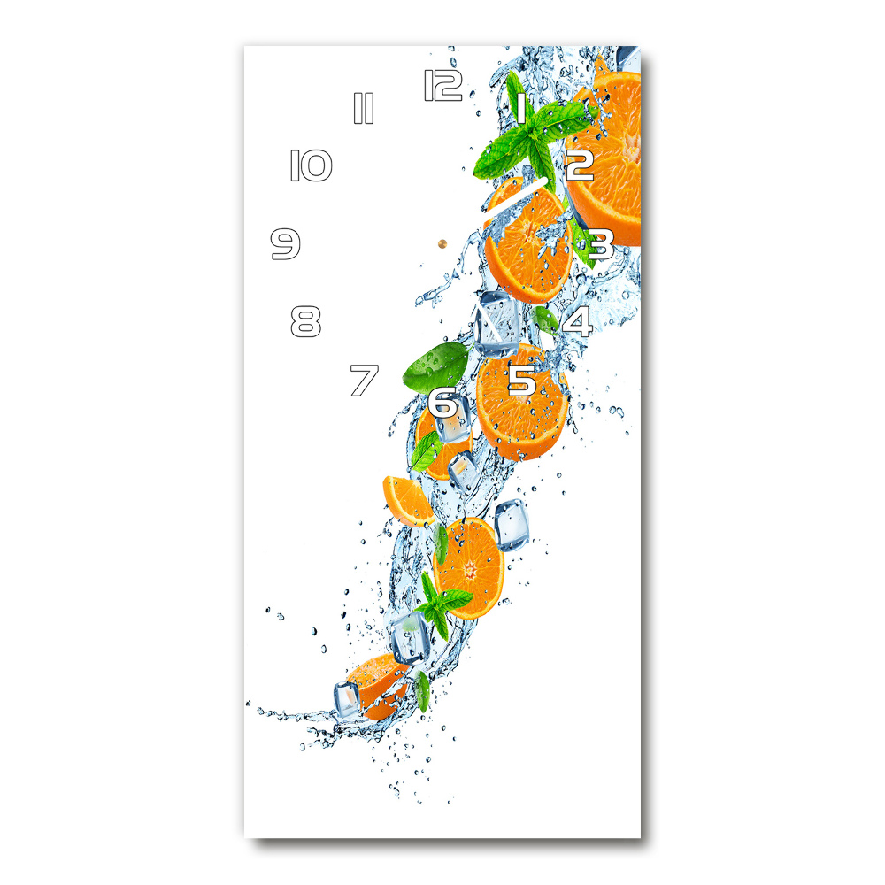 Ceas perete din sticlă dreptunghiular portocale