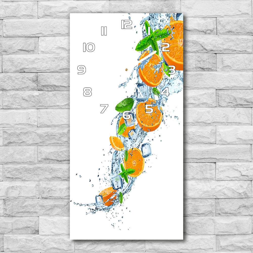 Ceas perete din sticlă dreptunghiular portocale