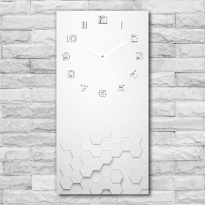 Ceas de sticlă pe perete vertical fundal hexagoane