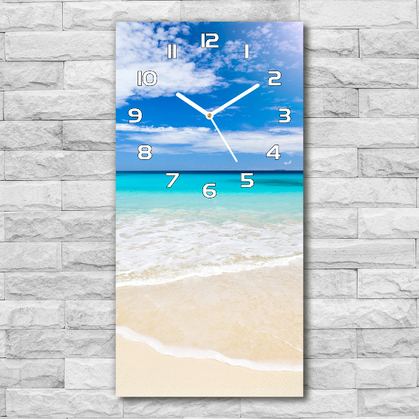 Ceas vertical de perete din sticlă plaja tropicala